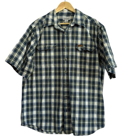 Carhartt Men’s Short Sleeve Plaid Button Down Shirt Size XL Tall - Picture 1 of 10